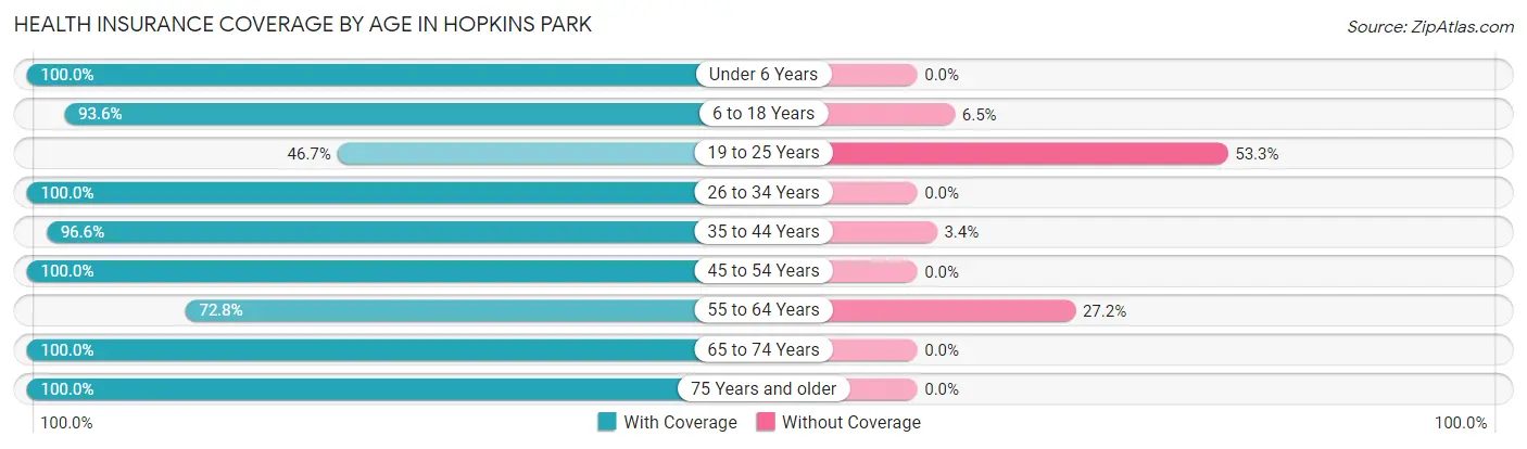 Health Insurance Coverage by Age in Hopkins Park