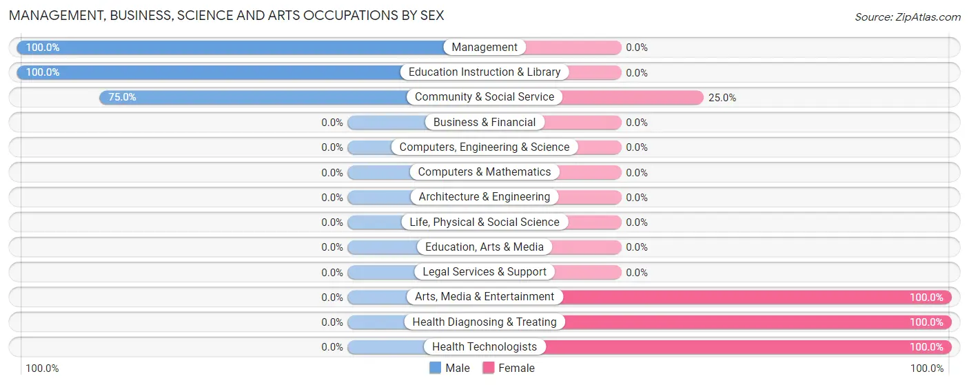 Management, Business, Science and Arts Occupations by Sex in Huey