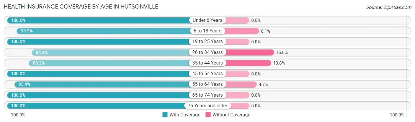 Health Insurance Coverage by Age in Hutsonville