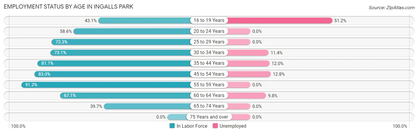 Employment Status by Age in Ingalls Park