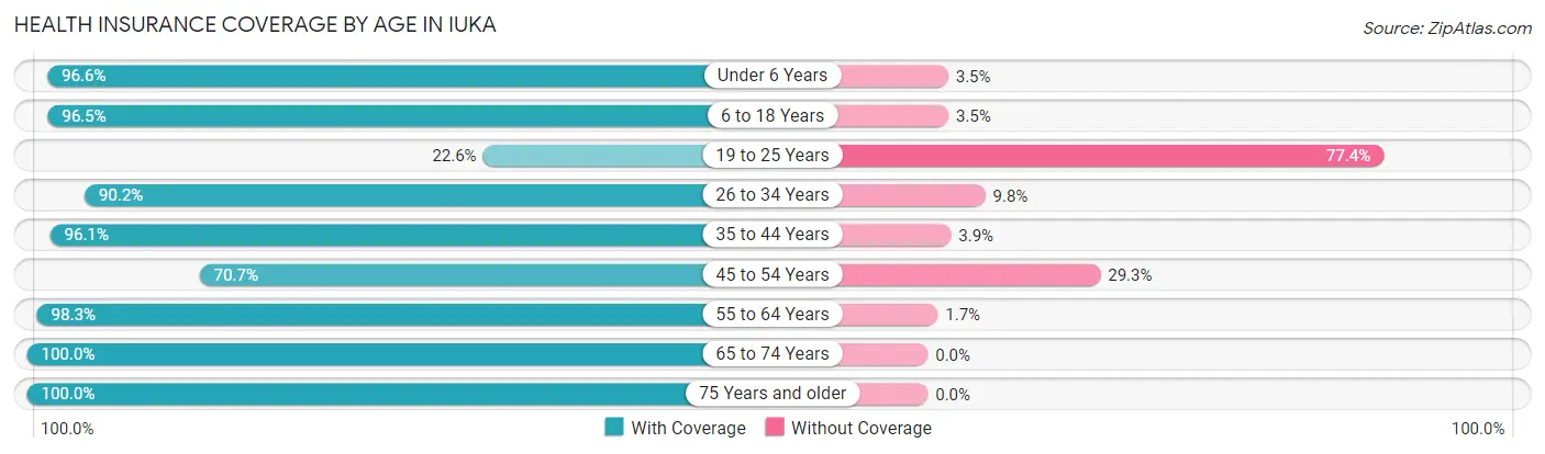 Health Insurance Coverage by Age in Iuka