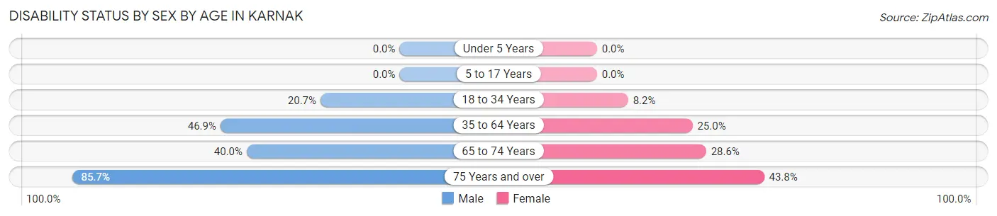 Disability Status by Sex by Age in Karnak