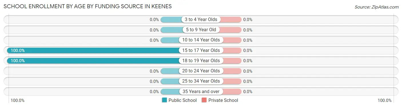 School Enrollment by Age by Funding Source in Keenes
