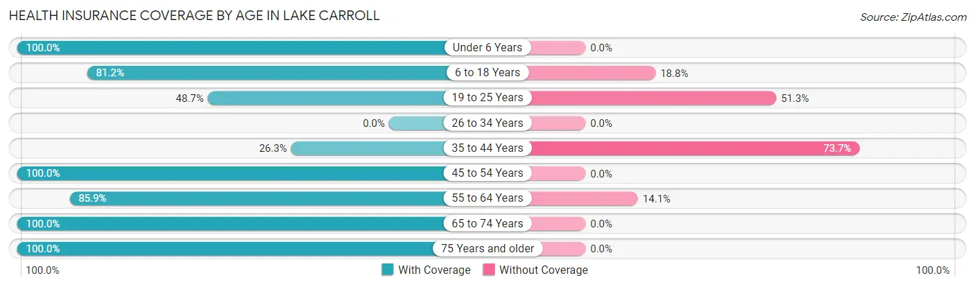 Health Insurance Coverage by Age in Lake Carroll