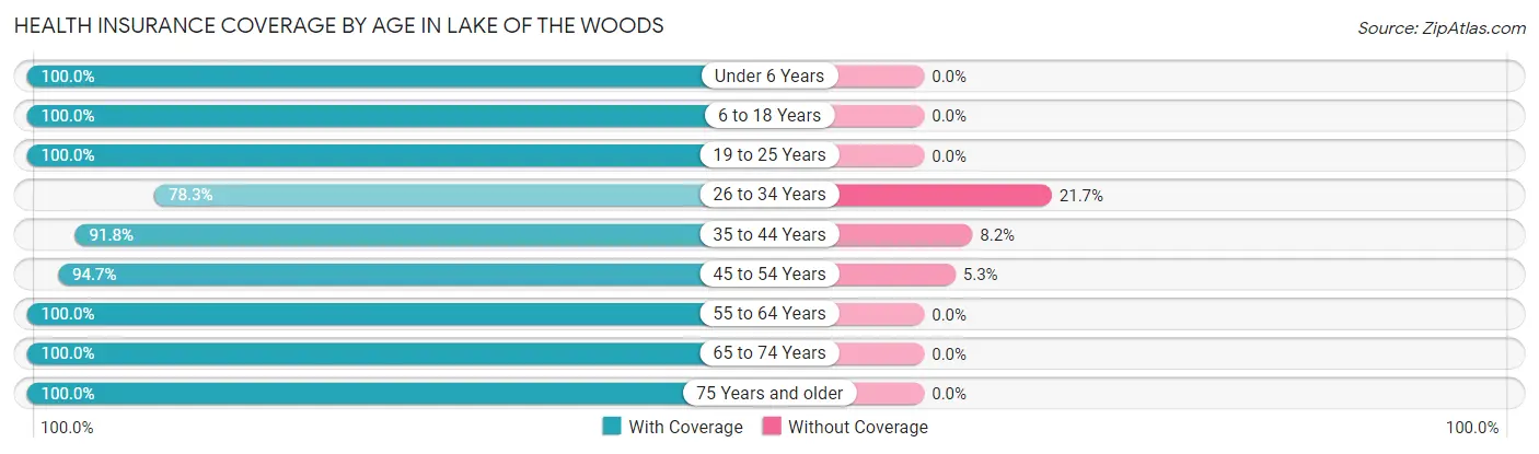 Health Insurance Coverage by Age in Lake of the Woods