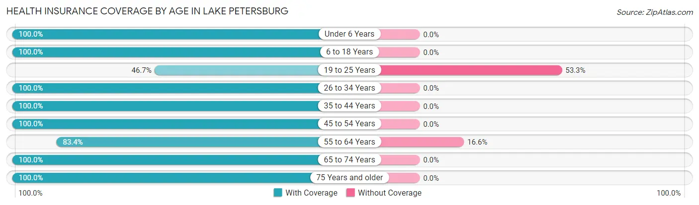 Health Insurance Coverage by Age in Lake Petersburg