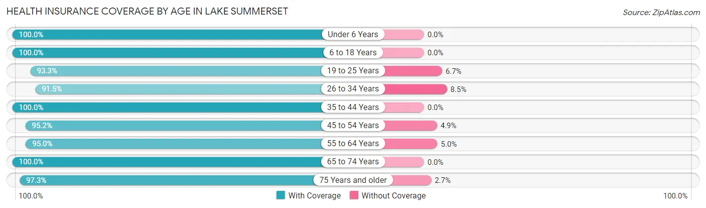 Health Insurance Coverage by Age in Lake Summerset