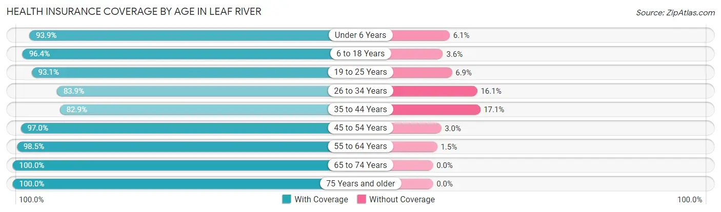 Health Insurance Coverage by Age in Leaf River