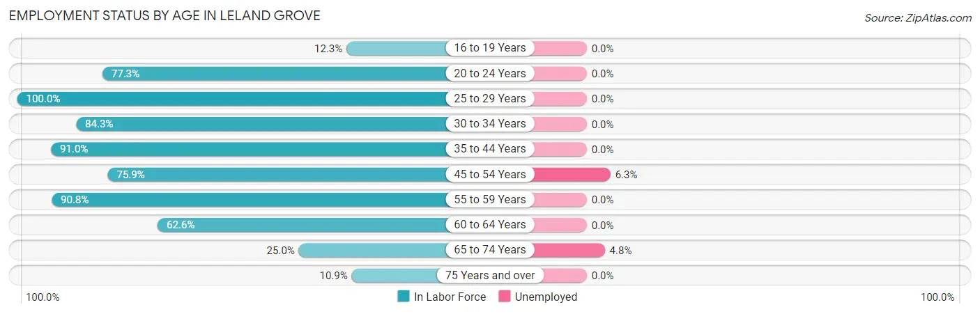 Employment Status by Age in Leland Grove