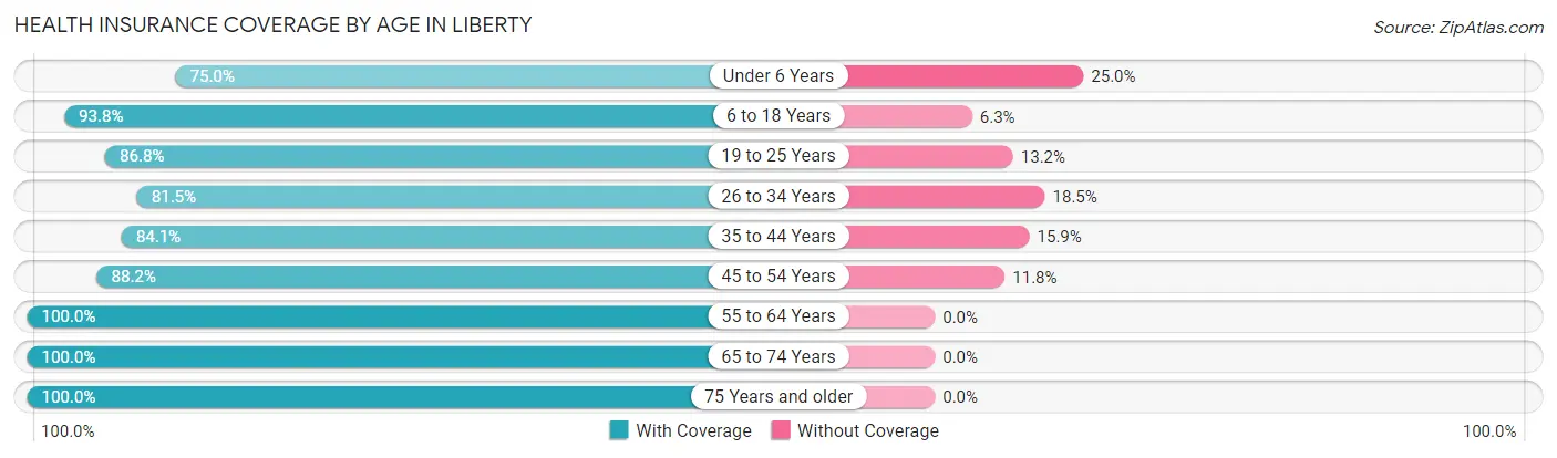 Health Insurance Coverage by Age in Liberty