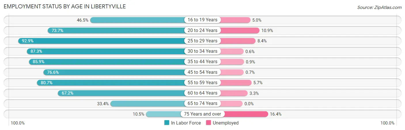 Employment Status by Age in Libertyville