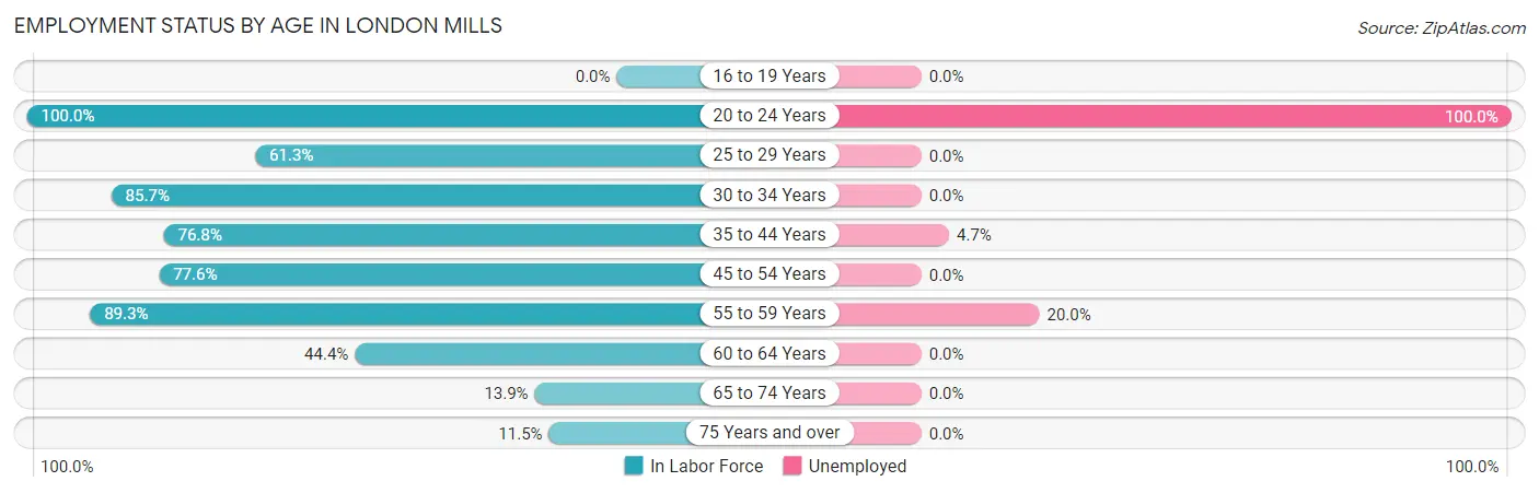 Employment Status by Age in London Mills