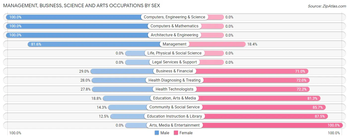 Management, Business, Science and Arts Occupations by Sex in Long Creek