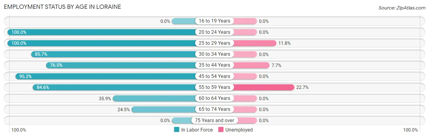 Employment Status by Age in Loraine