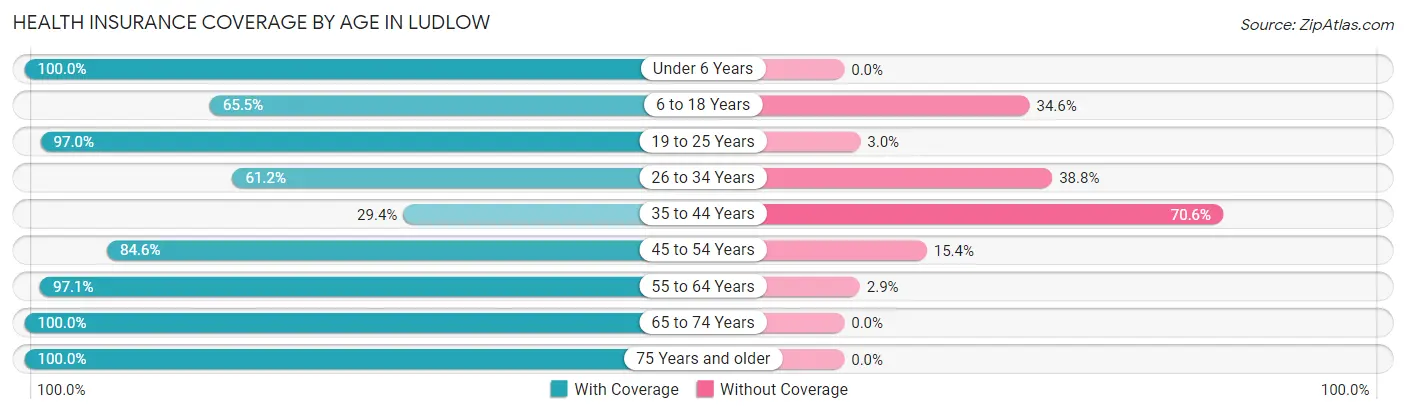 Health Insurance Coverage by Age in Ludlow