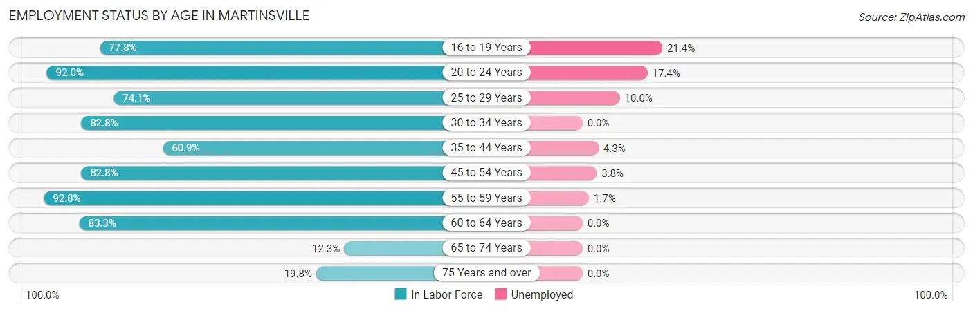 Employment Status by Age in Martinsville