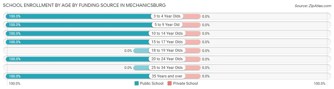 School Enrollment by Age by Funding Source in Mechanicsburg