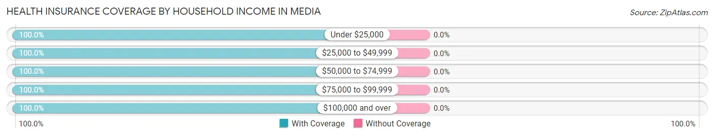 Health Insurance Coverage by Household Income in Media