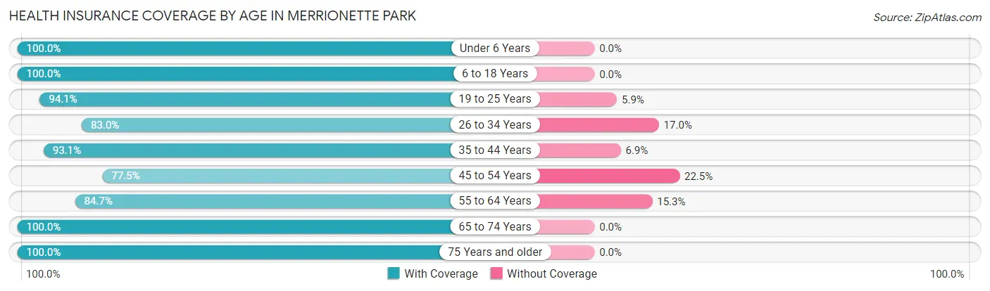 Health Insurance Coverage by Age in Merrionette Park