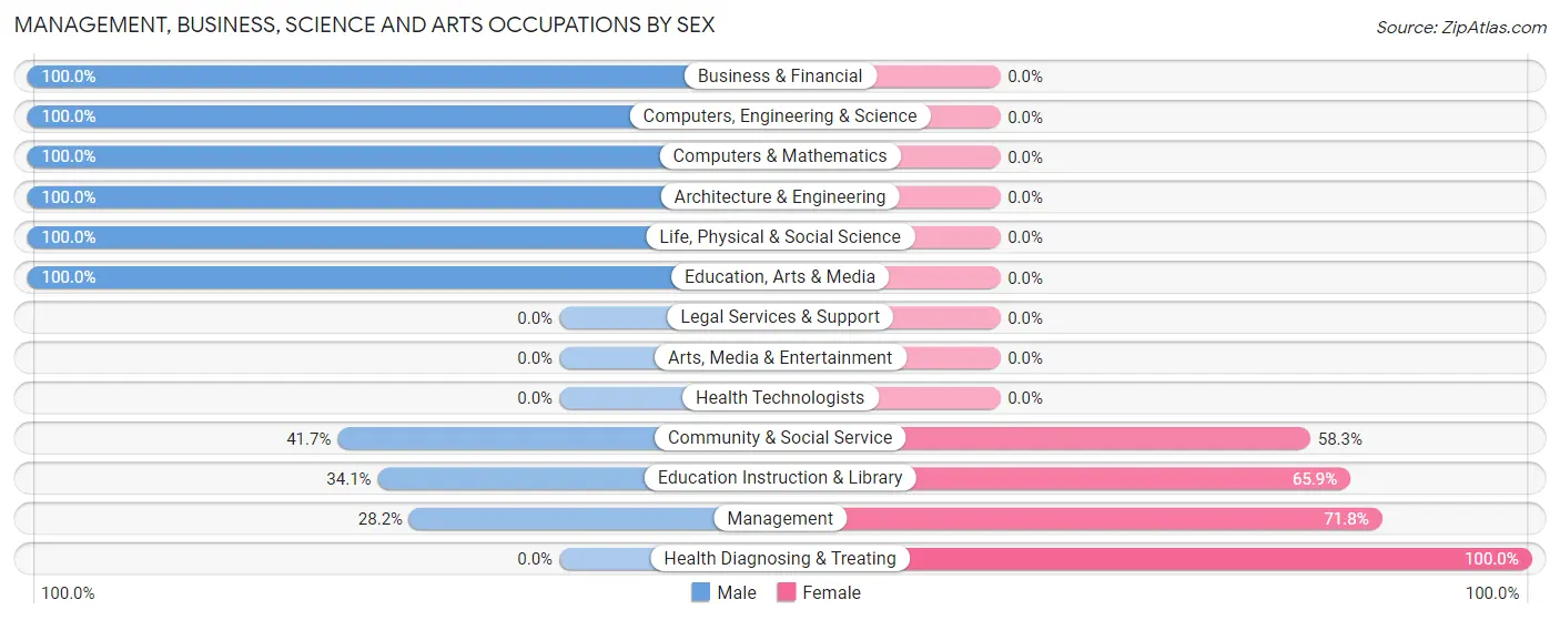 Management, Business, Science and Arts Occupations by Sex in Metropolis