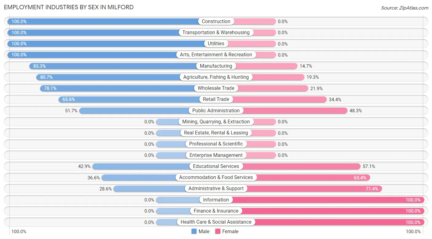 Employment Industries by Sex in Milford