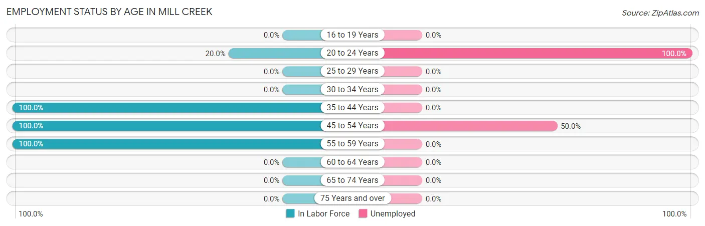 Employment Status by Age in Mill Creek