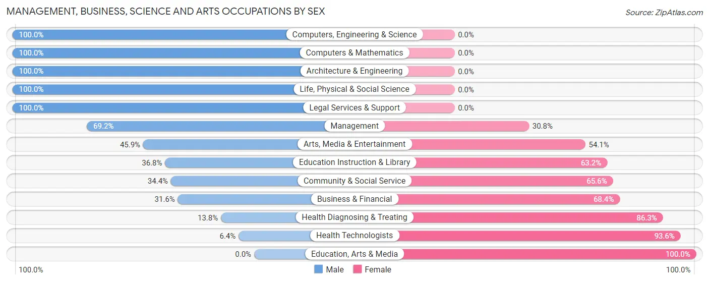 Management, Business, Science and Arts Occupations by Sex in Minooka