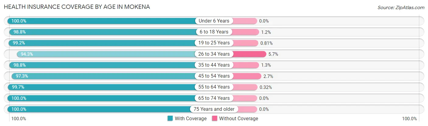 Health Insurance Coverage by Age in Mokena