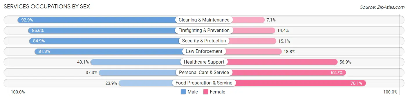 Services Occupations by Sex in Mokena