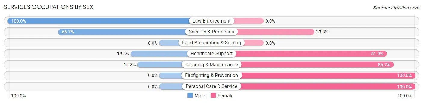 Services Occupations by Sex in Monroe Center