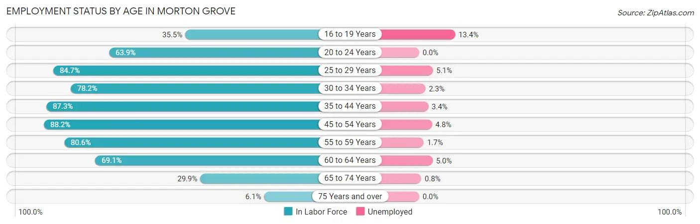 Employment Status by Age in Morton Grove