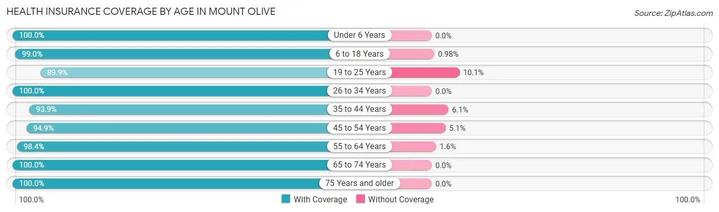 Health Insurance Coverage by Age in Mount Olive