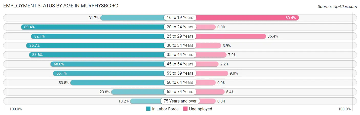 Employment Status by Age in Murphysboro