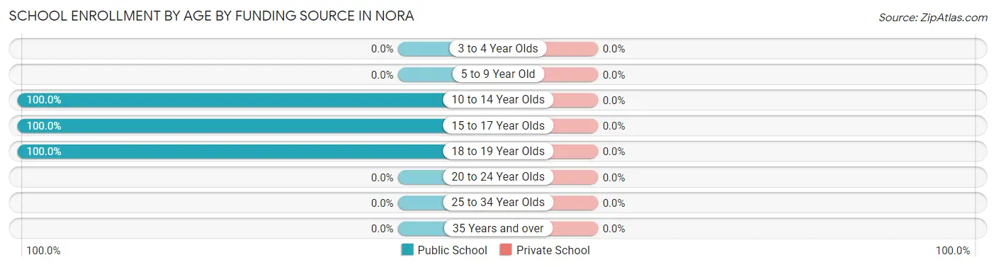 School Enrollment by Age by Funding Source in Nora