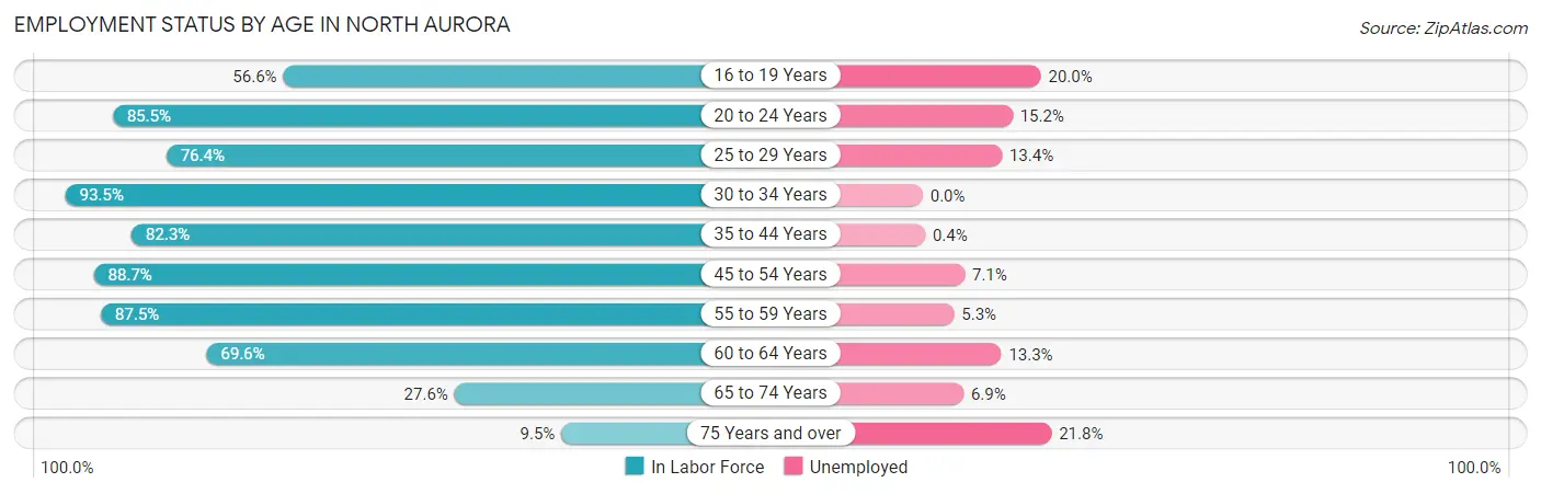 Employment Status by Age in North Aurora