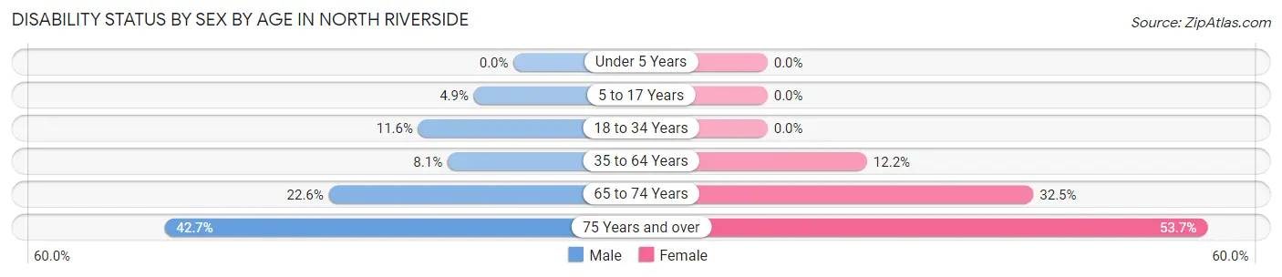 Disability Status by Sex by Age in North Riverside