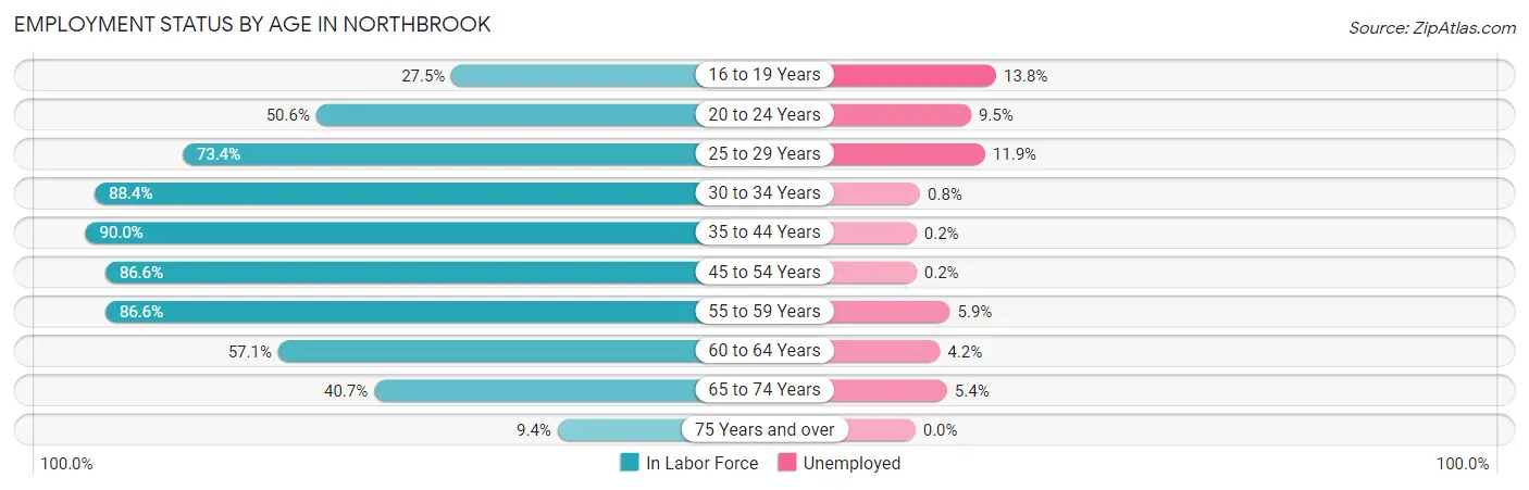 Employment Status by Age in Northbrook