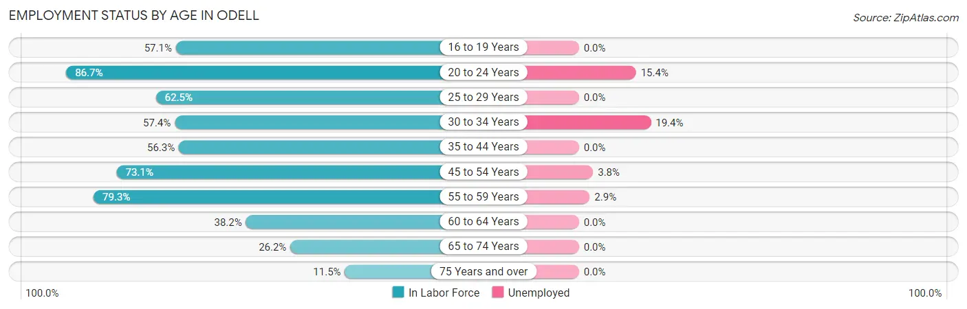 Employment Status by Age in Odell