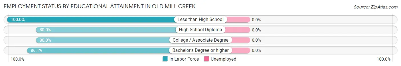 Employment Status by Educational Attainment in Old Mill Creek