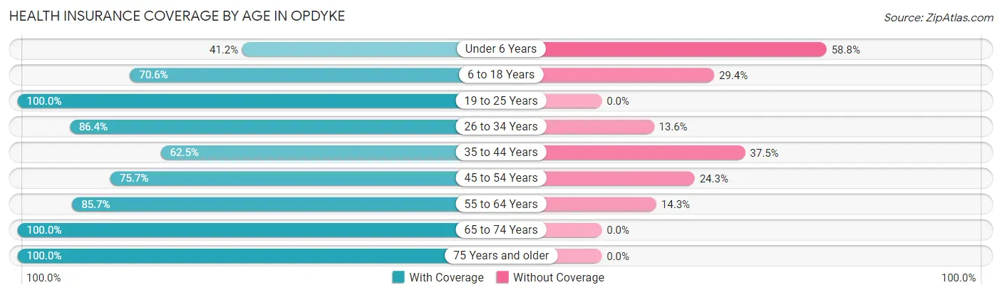 Health Insurance Coverage by Age in Opdyke