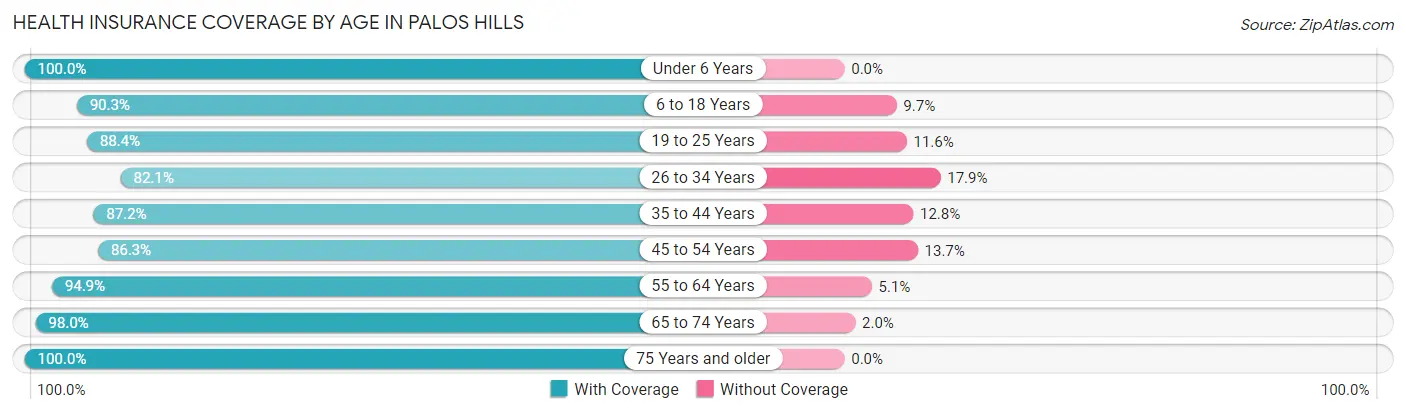 Health Insurance Coverage by Age in Palos Hills