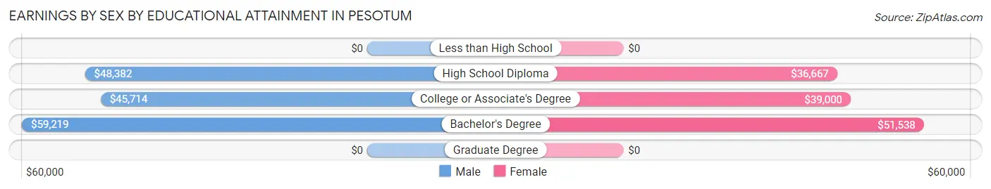 Earnings by Sex by Educational Attainment in Pesotum