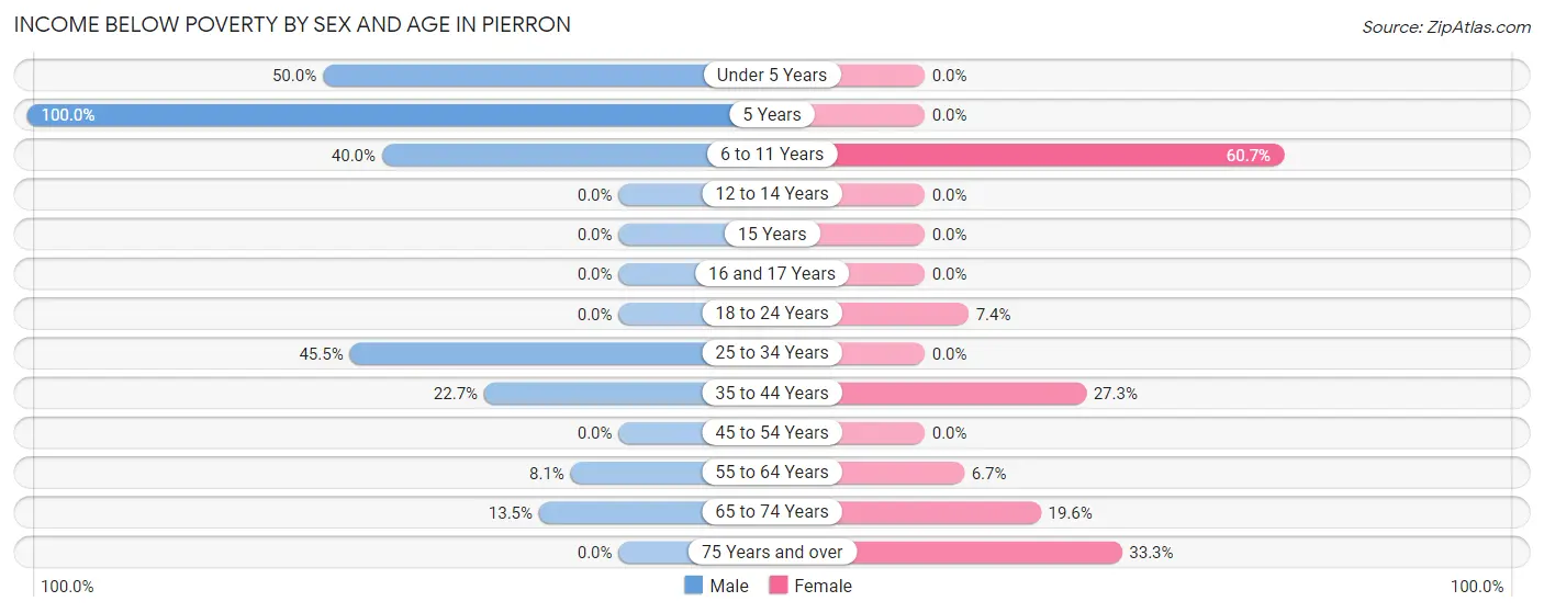 Income Below Poverty by Sex and Age in Pierron