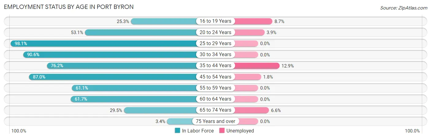 Employment Status by Age in Port Byron