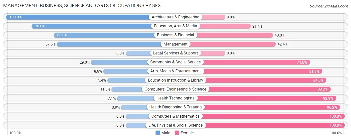 Management, Business, Science and Arts Occupations by Sex in Raymond