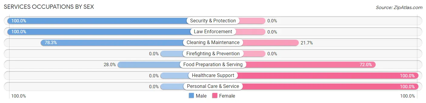 Services Occupations by Sex in Raymond