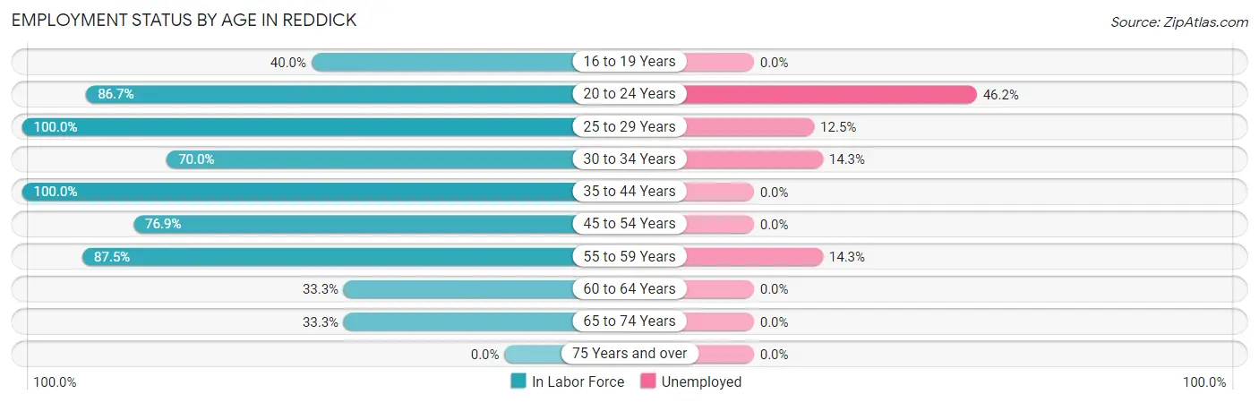 Employment Status by Age in Reddick