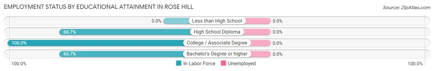 Employment Status by Educational Attainment in Rose Hill