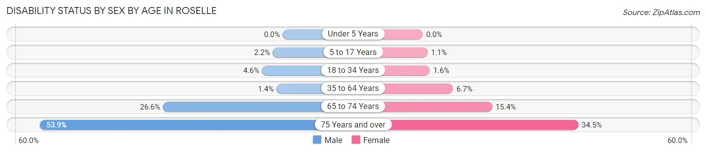 Disability Status by Sex by Age in Roselle