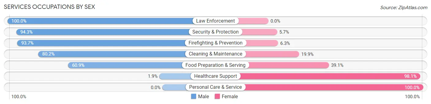 Services Occupations by Sex in Round Lake Beach